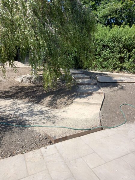 Site welded metal edging path and steps